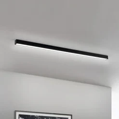 LED-loftlampe Bounce, sort, længde 113 cm, CCT, aluminium