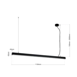 LED-loftlampe Bounce, sort, længde 113 cm, CCT, aluminium