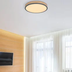 LED-loftlampe Doro, Ø 45 cm, mørk grafit/træ, træ, CCT