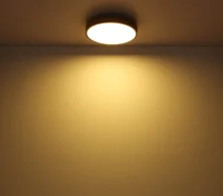 LED-loftlampe Doro, Ø 45 cm, mørk grafit/træ, træ, CCT