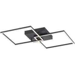 LED-loftlampe Iven, dæmpbar, sort, 53x53cm