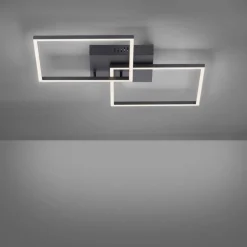 LED-loftlampe Iven, dæmpbar, sort, 53x53cm