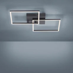 LED-loftlampe Iven, dæmpbar, sort, 53x53cm