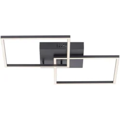 LED-loftlampe Iven, dæmpbar, sort, 53x53cm