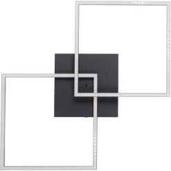 LED-loftlampe Iven, dæmpbar, sort, 53x53cm