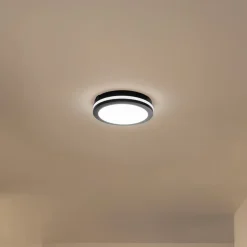 LED-loftlampe Marlon, Ø 22 cm, sort, plast, IP54