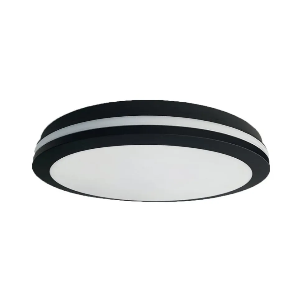 LED-loftlampe Marlon, Ø 40 cm, sort, plast, IP54