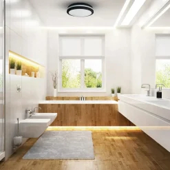 LED-loftlampe Marlon, Ø 40 cm, sort, plast, IP54