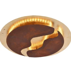 LED-loftlampe Nevis, rund, Ø 50 cm, brun-guld