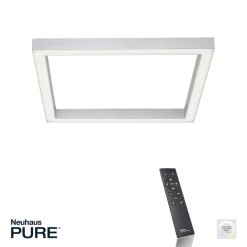 LED-loftlampe PURE Lines, 55 x 55 cm, sølv, CCT, fjernbetjening