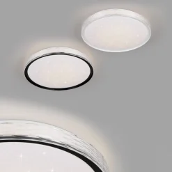 LED-loftlampe Varda, sort, Ø 39 cm, fjernbetjening