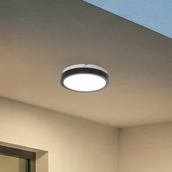 LED-loftlampe Vera, sort, plast, Ø 22 cm, IP65