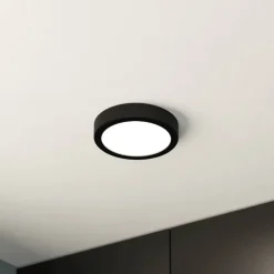 LED-loftslampe Fueva 5 IP44 3000K sort Ø16cm
