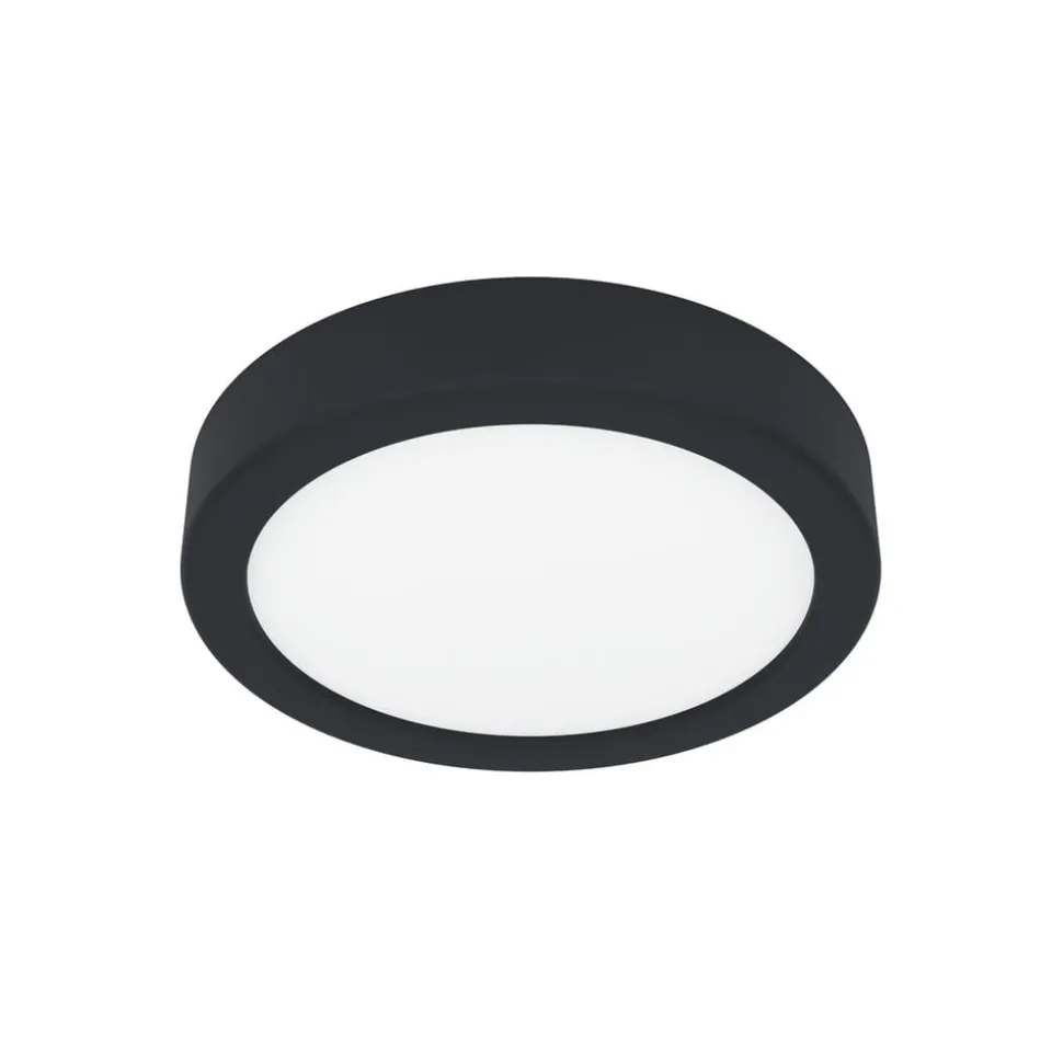LED-loftslampe Fueva 5 IP44 3000K sort Ø16cm