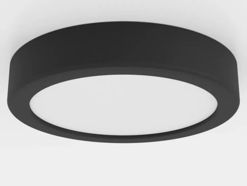 LED-loftslampe Fueva 5 IP44 3000K sort Ø16cm