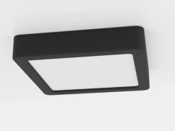 LED-loftslampe Fueva 5 IP44 3000K sort 16x16cm