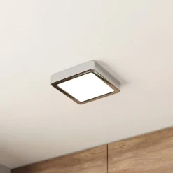 LED-loftslampe Fueva 5 IP44 3000K krom 16x16cm