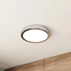 LED-loftslampe Fueva 5 IP44 3000K krom Ø21cm