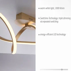 LED-loftslampe Maria, dæmpbar, messing