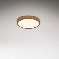 LED-loftslampe Runa Wood trælook 3.000 K Ø28cm