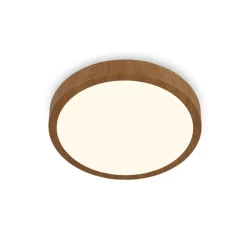 LED-loftslampe Runa Wood trælook 3.000 K Ø28cm