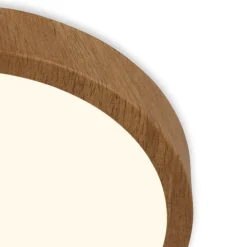 LED-loftslampe Runa Wood trælook 3.000 K Ø28cm