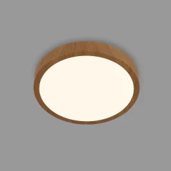 LED-loftslampe Runa Wood trælook 3.000 K Ø38cm