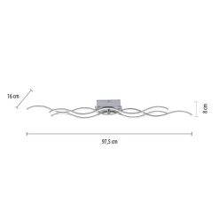 LED-loftslampe Wave 3.000K 97,5x16cm stål