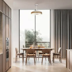 LED-loftventilator Coin træ DC-motor lydsvag Ø 106 cm CCT