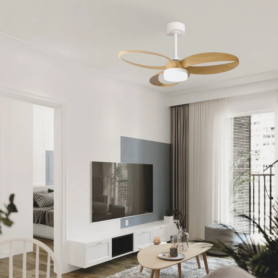 LED-loftventilator Infinity trædekor DC støjsvag Ø 93 cm CCT