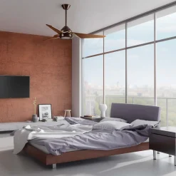 LED-loftventilator Jade, bronze, støjsvag, Ø 152 cm, 60 W