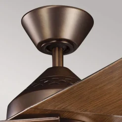 LED-loftventilator Jade, bronze, støjsvag, Ø 152 cm, 60 W