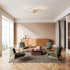 LED-loftventilator Ocean hvid/træ DC støjsvag Ø 78 cm CCT