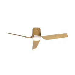 LED-loftventilator Ushuaia træ DC støjsvag Ø 134 cm CCT