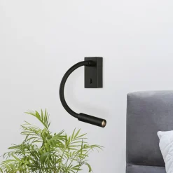 LED-læselampe Cio, afbryder, flexarm, 930, sort