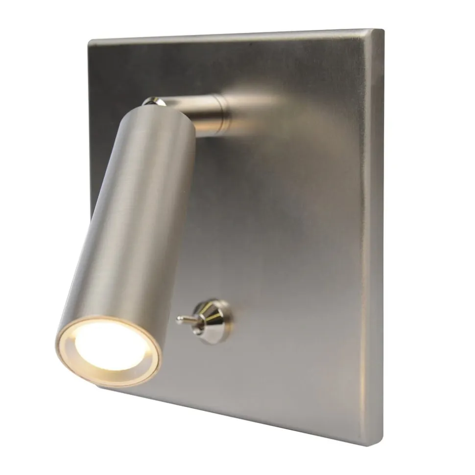 LED-læselampe, indbygget/forsænket, afbryder, stål