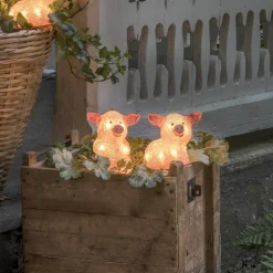 LED-lysfigur gris, sæt med 5 som en kæde, pink