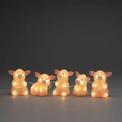 LED-lysfigur gris, sæt med 5 som en kæde, pink