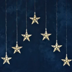 LED-lysgardin med 7 stjerner, varm hvid