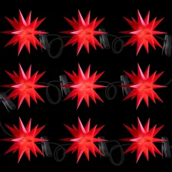 LED-lyskæde med 9 stjerner til udendørs brug, rød