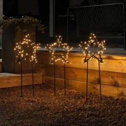 LED-metalstjerne med jordspyd, IP44, sæt/3