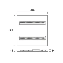 LED-panel OptiClip R 625 2L, hvid, 33 W, 4.000 K, DALI dæmpbar