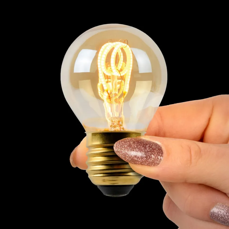 LED-pære E27 G45 3W ravfarvet 2.200K dæmpbar