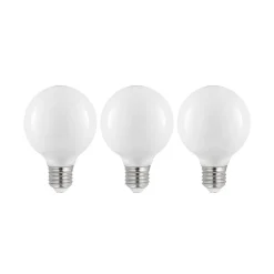 LED-pære E27 8W G80 2.700K dæmpbar, opal, sæt med 3 stk