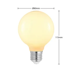 LED-pære E27 8W G80 2.700K dæmpbar, opal, sæt med 2 stk