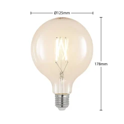 LED-pære E27 6W 2.700K G125 Globe, glødetråd, klar
