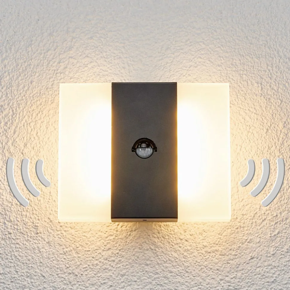 LED-sensor-udendørs væglampe Kumi, grafit, IP44