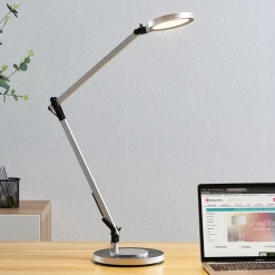 LED-skrivebordlampe Rilana med dæmper, sølv