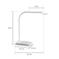 LED-skrivebordslampe MAULpearly, hvid, 38 cm, dæmpbar, CCT