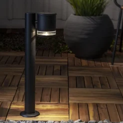 LED-sokkellampe Wien, sort, metal, højde 50 cm